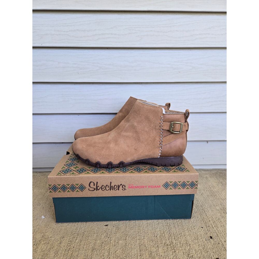 Skechers Bikers Lite Brown Suede Ankle Boot Size 11